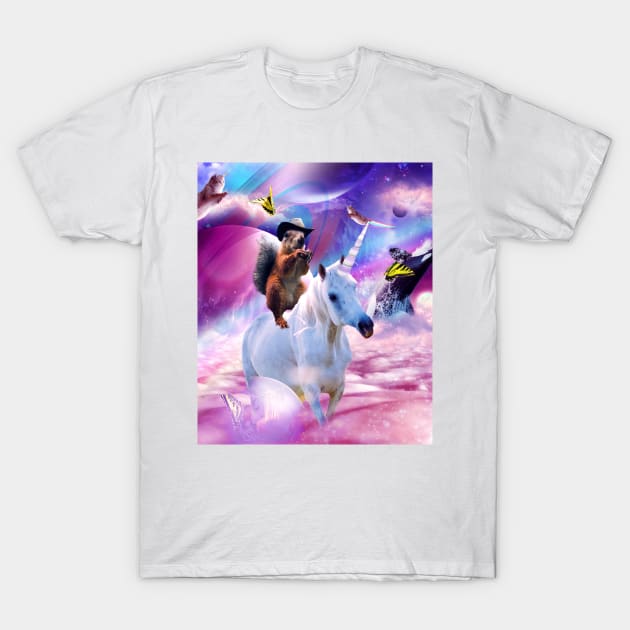 Cowboy Squirrel Riding Unicorn T-Shirt by Random Galaxy